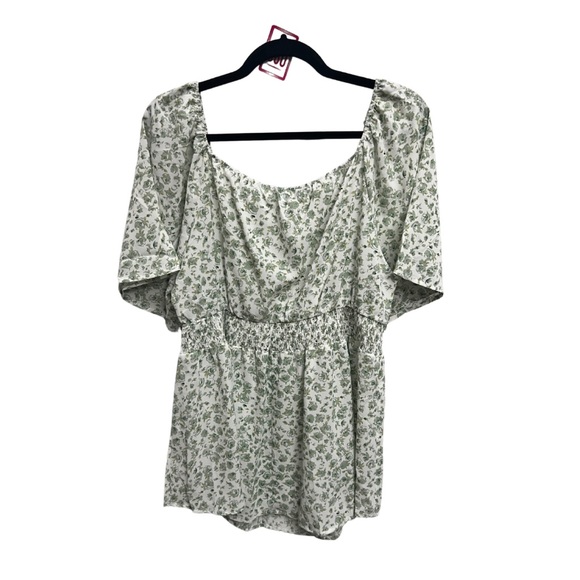 NWT Green Bloomchic Floral Short Sleeve Blouse - Picture 3 of 8